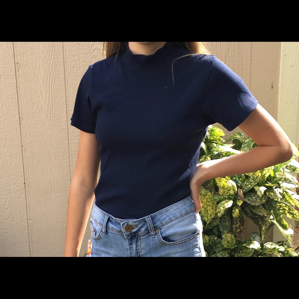 Ribbed Navy Blue Women’s Shirt